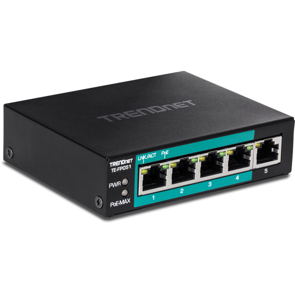 TRENDnet TE-FP051 5-Port PoE+ Switch Fast Ethernet Long Range