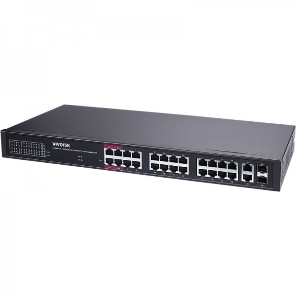 VIVOTEK AW-GEL-285A-380 PoE Switch, 24xGE PoE + 2xGE UTP + 2xGE SFP