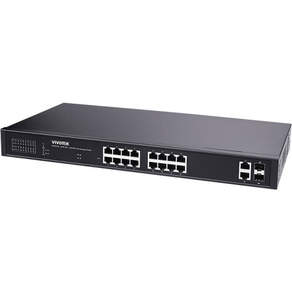 VIVOTEK AW-GEL-205A-260 PoE Switch, 16xGE PoE + 2xGE UTP + 2xGE SFP