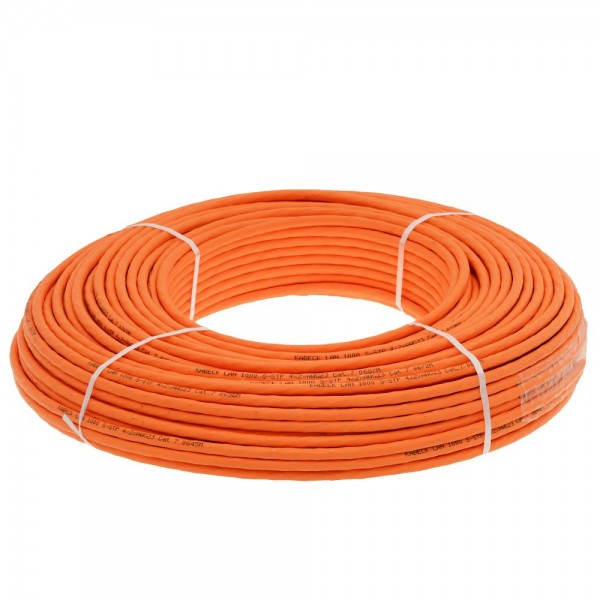 Helos Verlegekabel, Cat 7, S/FTP, PiMF, LSZH, orange, 100m Ring
