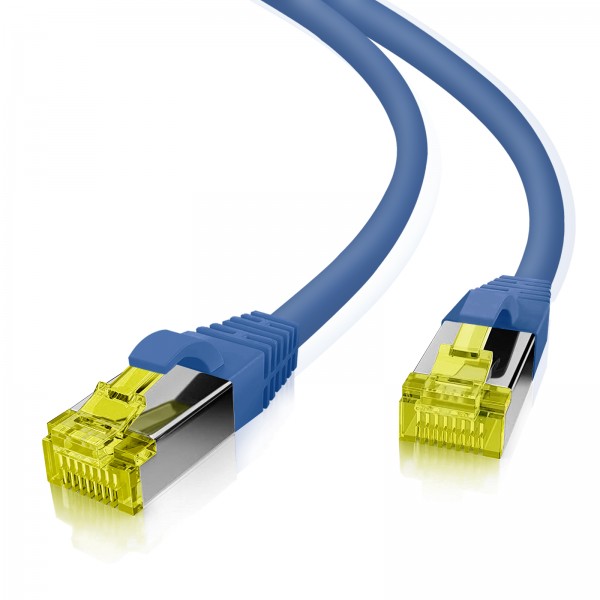 helos ultra flex Patchkabel S/FTP Cat 6a TPE blau 0,25m