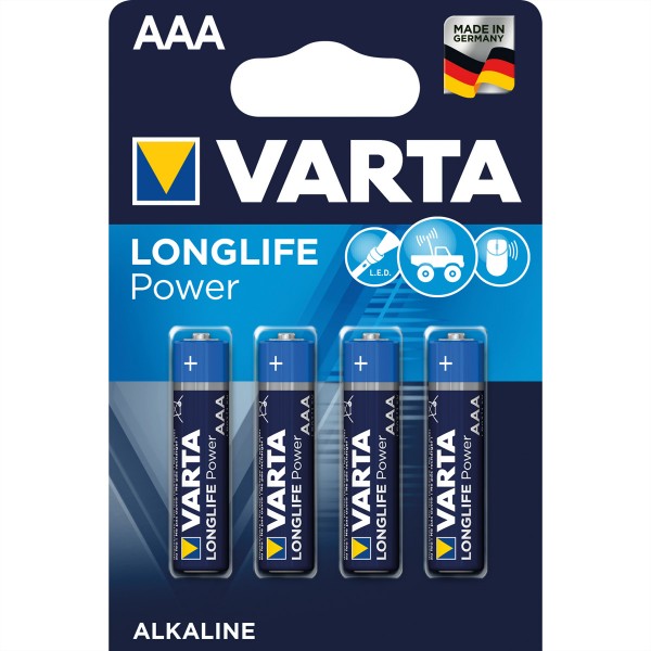 VARTA Batterie Micro AM-4, AAA, LR03,4er, 1,5V 4 Zellen per Blister